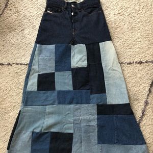 Handmade denim patchwork skirt